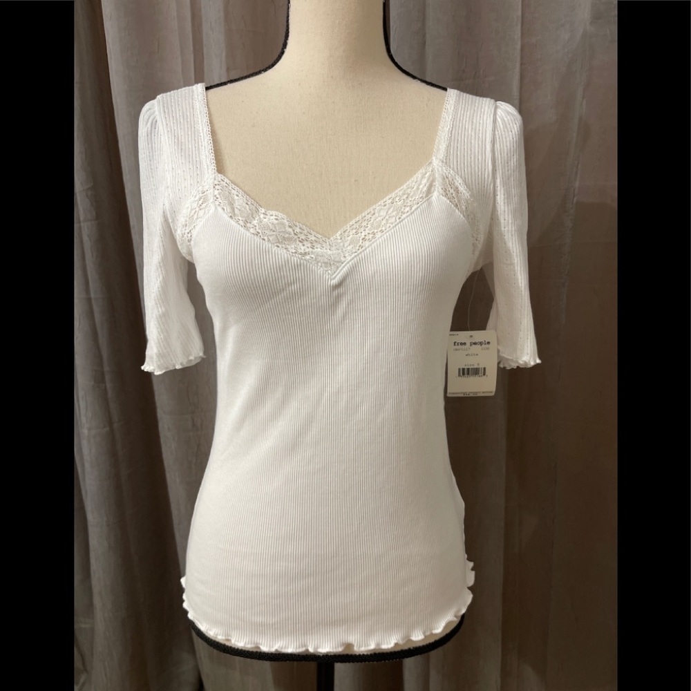 NWT FREE PEOPLE WHITE BLOUSE SIZE S